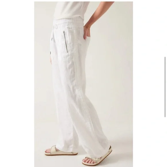 Athleta Cabo Linen Wide Leg Pant Size 10 - Picture 7 of 12